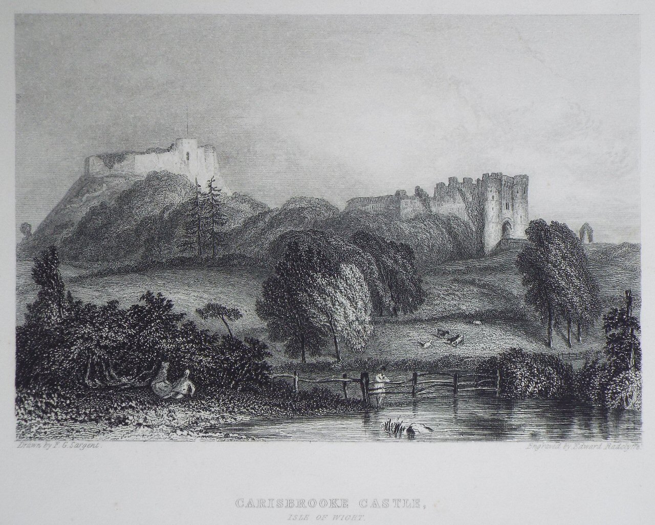 Print - Carisbrooke Castle, Isle of Wight. - Radclyffe